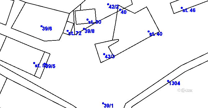 Parcela st. 43/3 v KÚ Sazomín, Katastrální mapa
