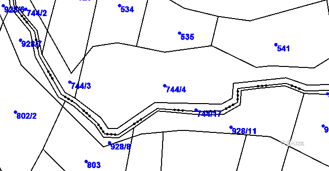 Parcela st. 744/4 v KÚ Sazomín, Katastrální mapa