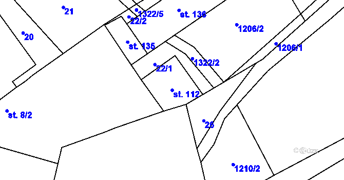 Parcela st. 112 v KÚ Sazomín, Katastrální mapa