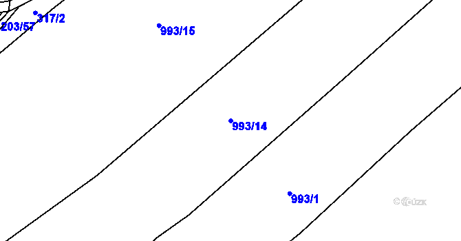 Parcela st. 993/14 v KÚ Sazomín, Katastrální mapa