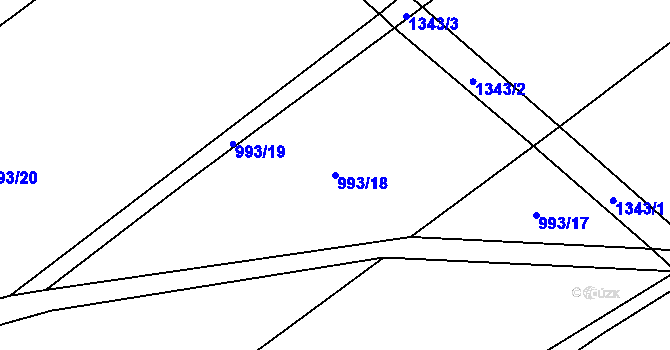 Parcela st. 993/18 v KÚ Sazomín, Katastrální mapa