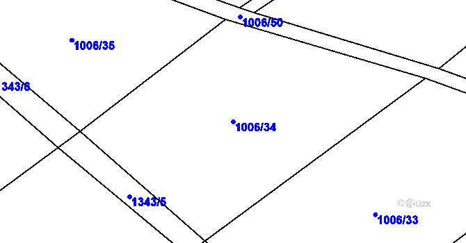 Parcela st. 1006/34 v KÚ Sazomín, Katastrální mapa