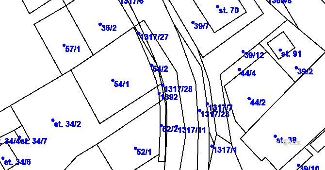 Parcela st. 1317/28 v KÚ Sazomín, Katastrální mapa