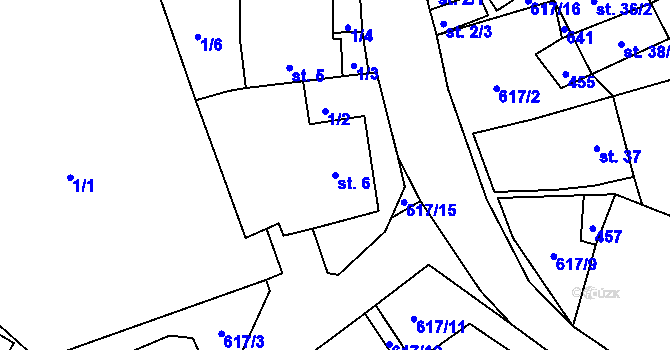 Parcela st. 6 v KÚ Vatín, Katastrální mapa