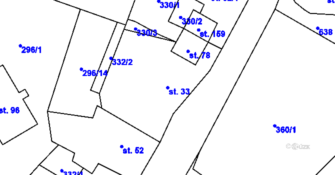 Parcela st. 33 v KÚ Vatín, Katastrální mapa
