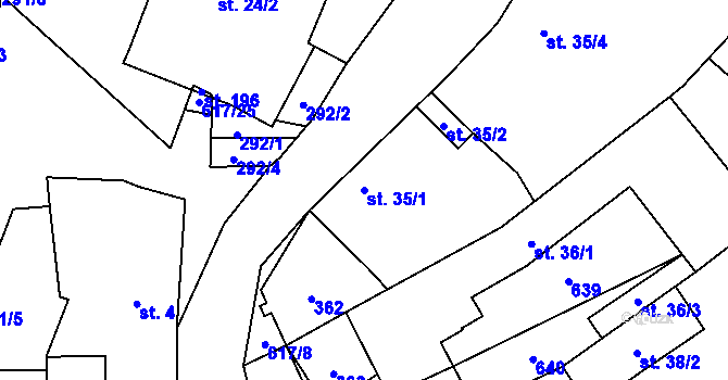 Parcela st. 35/1 v KÚ Vatín, Katastrální mapa