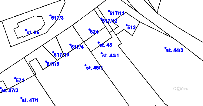 Parcela st. 44/1 v KÚ Vatín, Katastrální mapa