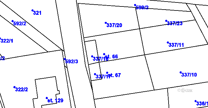 Parcela st. 66 v KÚ Vatín, Katastrální mapa