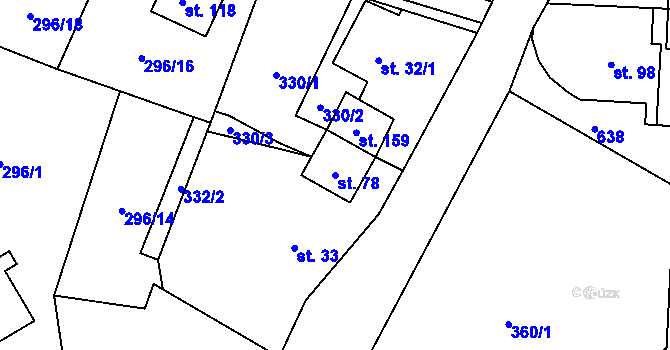 Parcela st. 78 v KÚ Vatín, Katastrální mapa