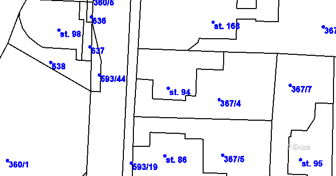 Parcela st. 94 v KÚ Vatín, Katastrální mapa