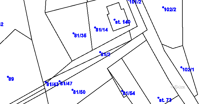 Parcela st. 81/2 v KÚ Vatín, Katastrální mapa