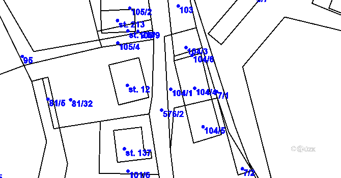 Parcela st. 104/1 v KÚ Vatín, Katastrální mapa