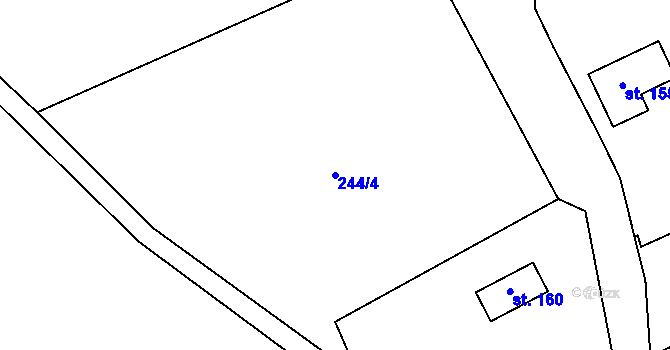 Parcela st. 244/4 v KÚ Vatín, Katastrální mapa