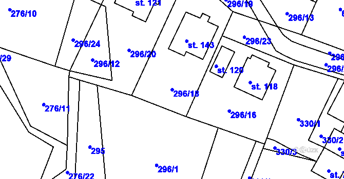 Parcela st. 296/18 v KÚ Vatín, Katastrální mapa