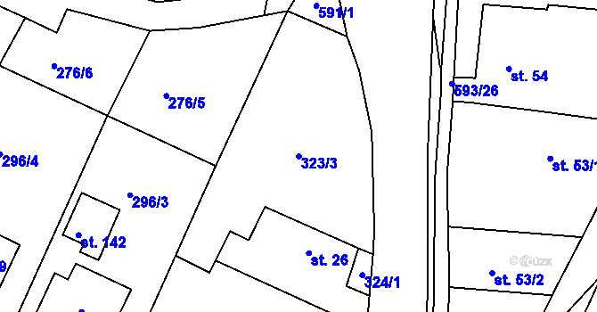 Parcela st. 323/3 v KÚ Vatín, Katastrální mapa