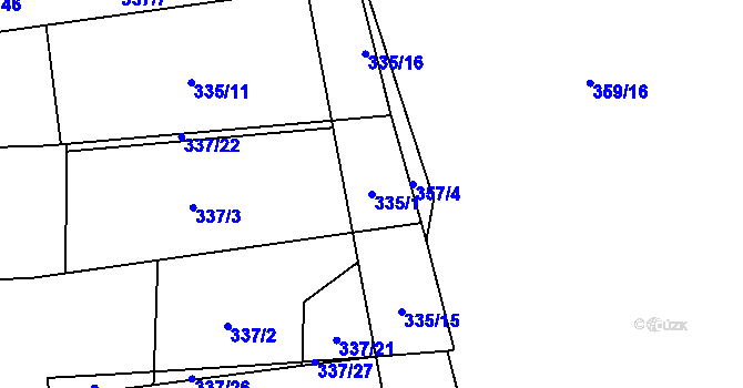 Parcela st. 335/1 v KÚ Vatín, Katastrální mapa