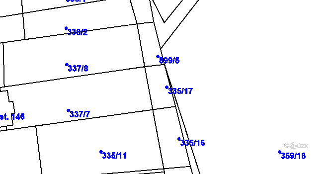 Parcela st. 335/17 v KÚ Vatín, Katastrální mapa