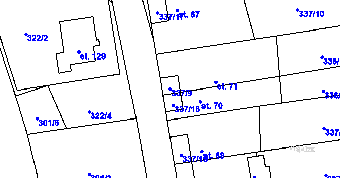 Parcela st. 337/9 v KÚ Vatín, Katastrální mapa