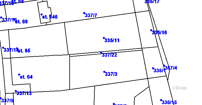 Parcela st. 337/22 v KÚ Vatín, Katastrální mapa