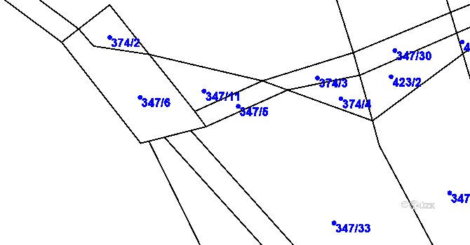 Parcela st. 347/5 v KÚ Vatín, Katastrální mapa