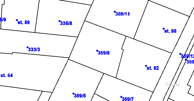 Parcela st. 359/8 v KÚ Vatín, Katastrální mapa
