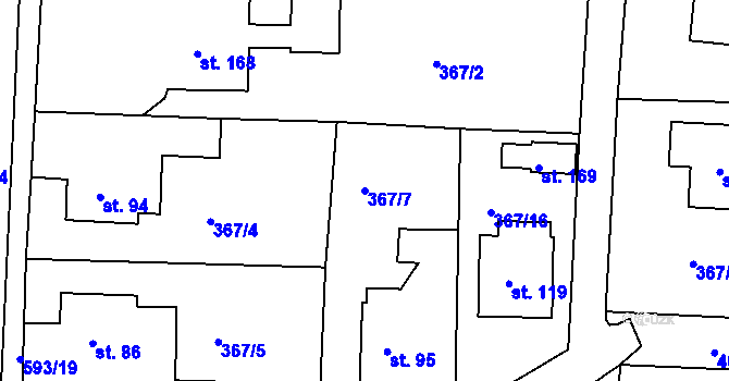 Parcela st. 367/7 v KÚ Vatín, Katastrální mapa