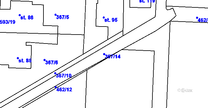 Parcela st. 367/14 v KÚ Vatín, Katastrální mapa