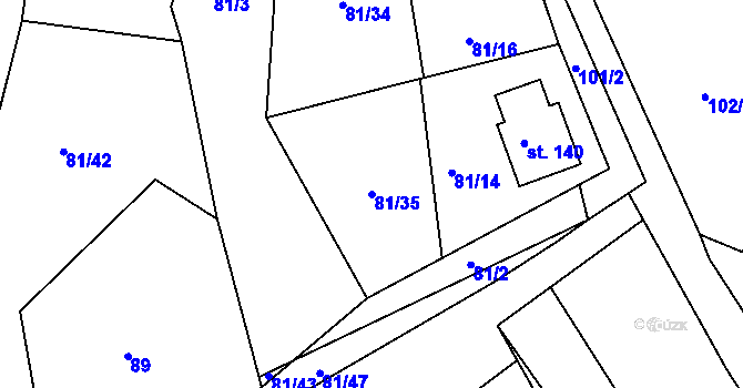 Parcela st. 81/35 v KÚ Vatín, Katastrální mapa