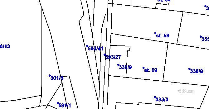 Parcela st. 593/27 v KÚ Vatín, Katastrální mapa