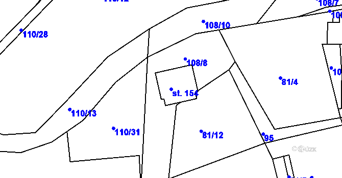 Parcela st. 154 v KÚ Vatín, Katastrální mapa