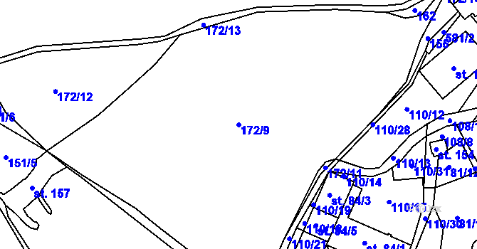 Parcela st. 172/9 v KÚ Vatín, Katastrální mapa