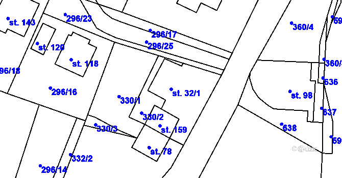 Parcela st. 32/1 v KÚ Vatín, Katastrální mapa