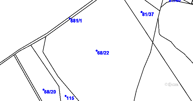 Parcela st. 68/22 v KÚ Vatín, Katastrální mapa