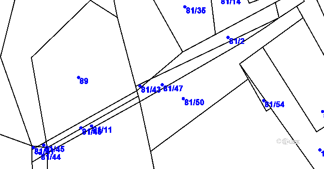Parcela st. 81/47 v KÚ Vatín, Katastrální mapa