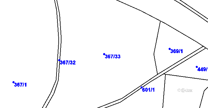 Parcela st. 367/33 v KÚ Vatín, Katastrální mapa