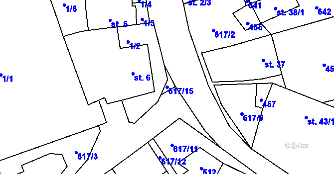 Parcela st. 617/15 v KÚ Vatín, Katastrální mapa