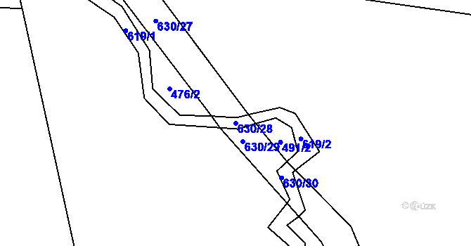 Parcela st. 630/28 v KÚ Vatín, Katastrální mapa
