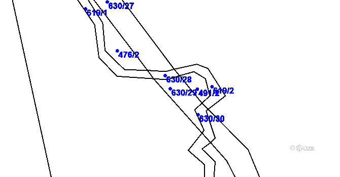 Parcela st. 630/29 v KÚ Vatín, Katastrální mapa