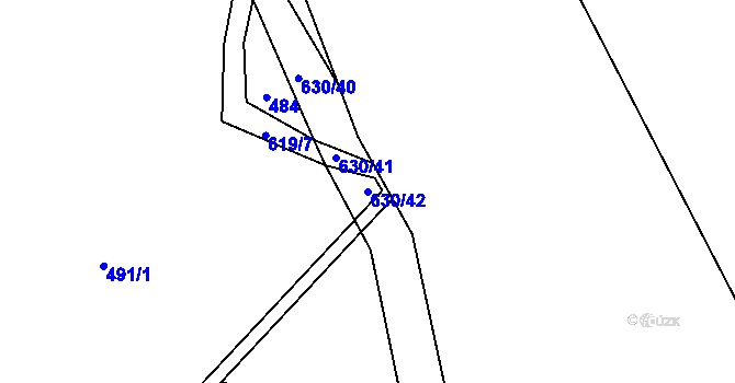 Parcela st. 630/42 v KÚ Vatín, Katastrální mapa