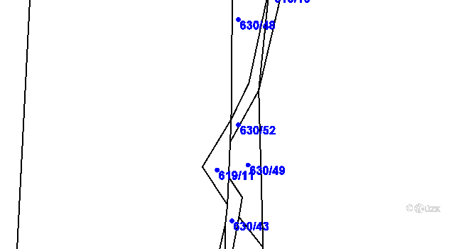 Parcela st. 630/52 v KÚ Vatín, Katastrální mapa