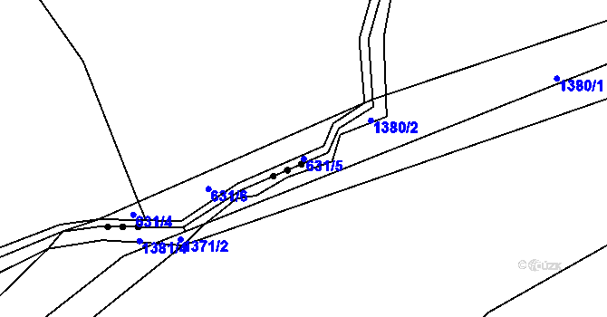 Parcela st. 631/5 v KÚ Vatín, Katastrální mapa