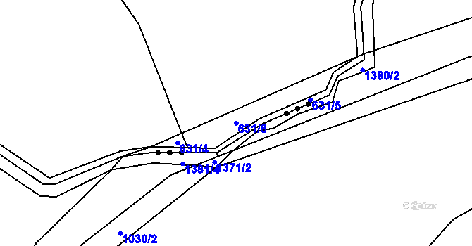 Parcela st. 631/6 v KÚ Vatín, Katastrální mapa