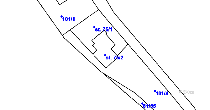Parcela st. 75/2 v KÚ Vatín, Katastrální mapa
