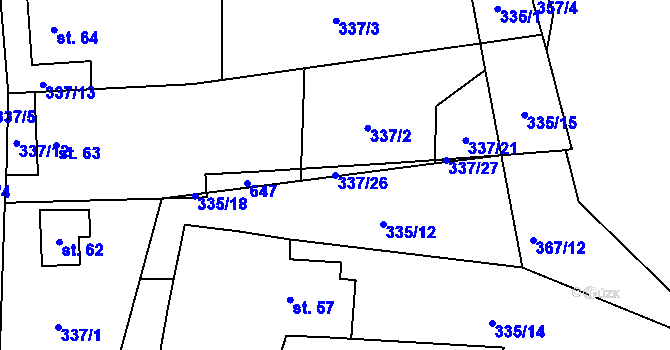 Parcela st. 337/26 v KÚ Vatín, Katastrální mapa