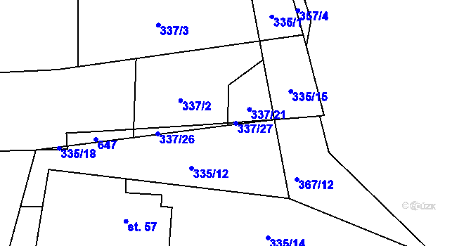 Parcela st. 337/27 v KÚ Vatín, Katastrální mapa