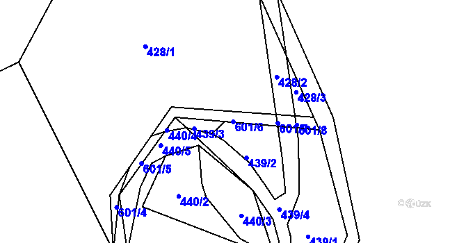 Parcela st. 601/6 v KÚ Vatín, Katastrální mapa