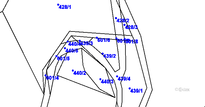 Parcela st. 439/2 v KÚ Vatín, Katastrální mapa