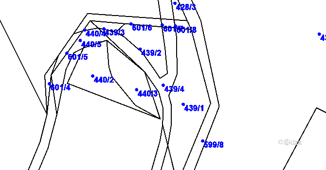 Parcela st. 439/4 v KÚ Vatín, Katastrální mapa