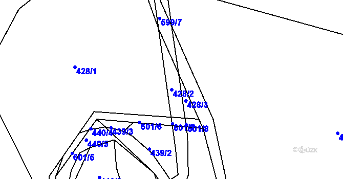 Parcela st. 428/2 v KÚ Vatín, Katastrální mapa