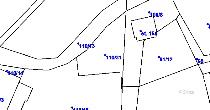 Parcela st. 110/31 v KÚ Vatín, Katastrální mapa